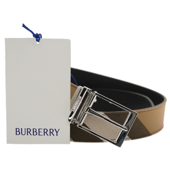 Burberry Louis Reversible Check Belt Taupe Brown Size 85 / 34 New - Picture 2 of 6